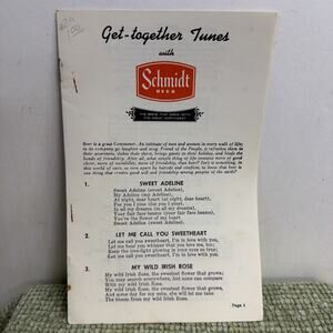 Vintage Schmidt Beer Get Together Tunes Song Book Breweriana Bar Music